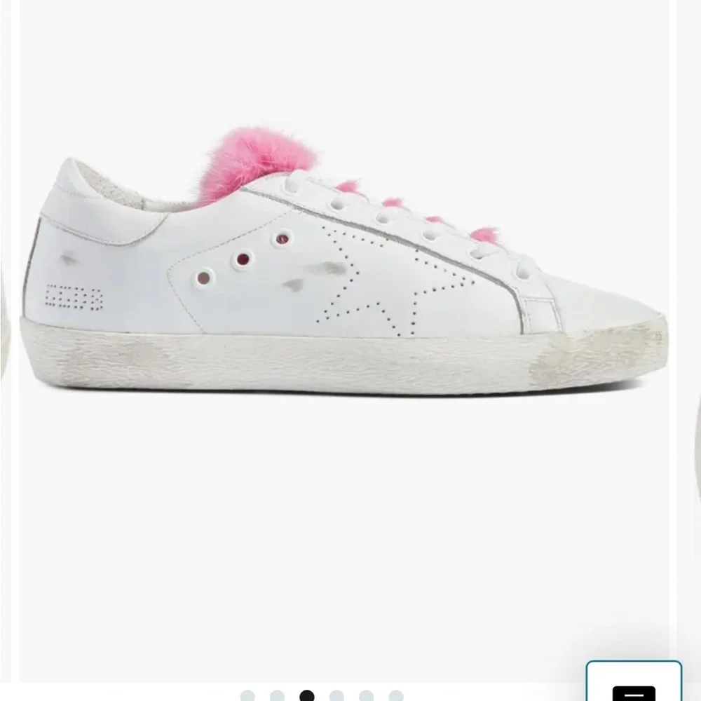 New Size 40 Golden Goose Superstar Sneakers White Leather Pink Mink Fur